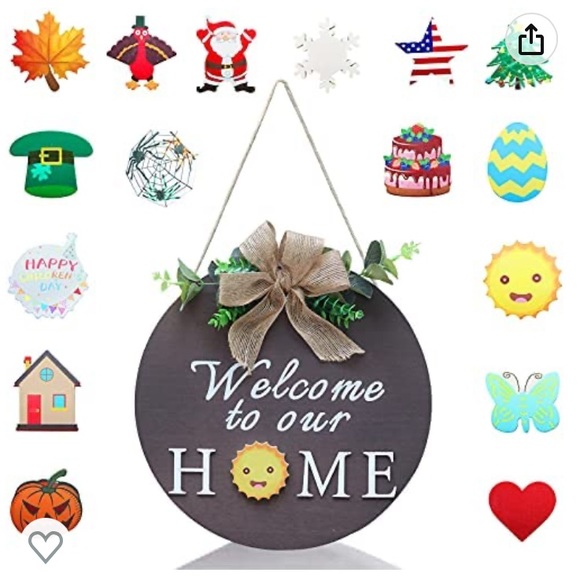 Wooden Welcome Sign for Front Door, Interchangeable Home Signs Outdoor - Picture 4 of 9